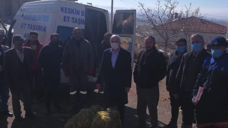 Keskin’de üreticiden alınan patatesler ihtiyaç sahiplerine dağıtıldı