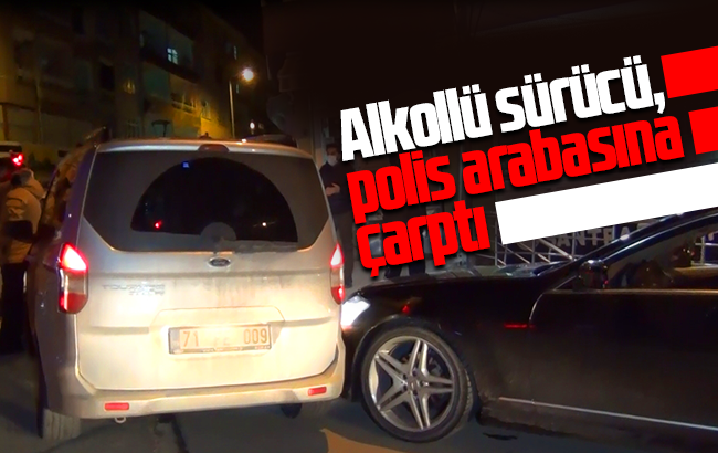 Kırıkkale’de alkollü sürücü yönetimindeki çakar takılı otomobil, polis aracına çarptı