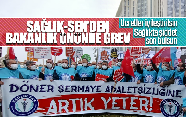 Sağlık-Sen, bakanlık önünde grev yaptı