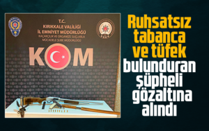 Ruhsatsız tabanca ve tüfek bulunduran şüpheli gözaltına alındı