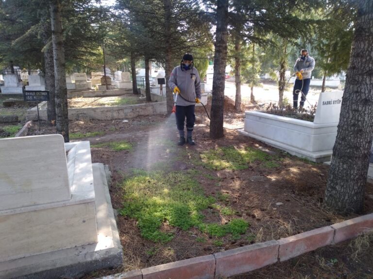 Kırıkkale’deki mezarlıklarda yabani otlarla mücadele
