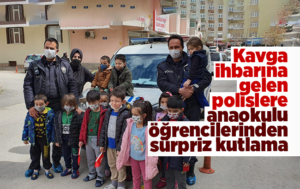 Kırıkkale’de kavga ihbarına gelen polislere sürpriz kutlama