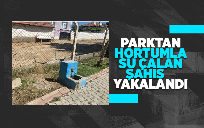 Parktan evine hortumla şu çeken şahıs yakalandı