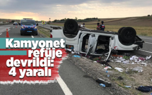Kırıkkale’de kamyonet refüje devrildi: 4 yaralı