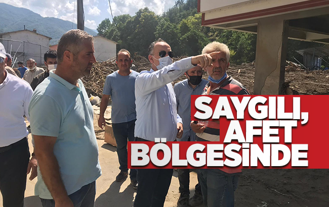 Saygılı, felaket bölgesinde