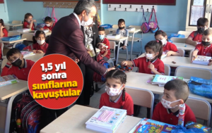 1,5 yıllık özlem sona erdi, sınıflarına geçen öğrencilerin ilk sözü: ‘Teşekkür ederiz bakan amca’