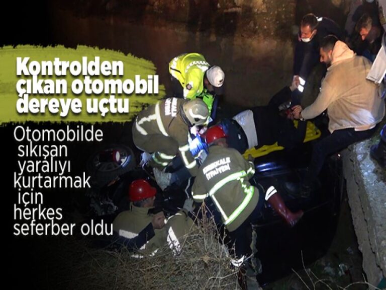 Kontrolden çıkan otomobil dereye uçtu: Otomobilde sıkışan yaralıyı kurtarmak için herkes seferber oldu