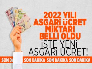 2022 asgari ücret miktarı belli oldu