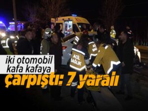 Kırıkkale’de iki otomobil kafa kafaya çarpıştı: 7 yaralı