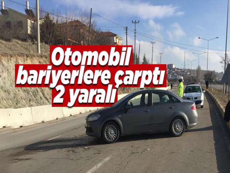 Kırıkkale’de bariyerlere çarpan otomobildeki 2 kişi yaralandı