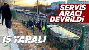 Kırıkkale’de servis midibüsünün devrildiği kazada 15 işçi yaralandı