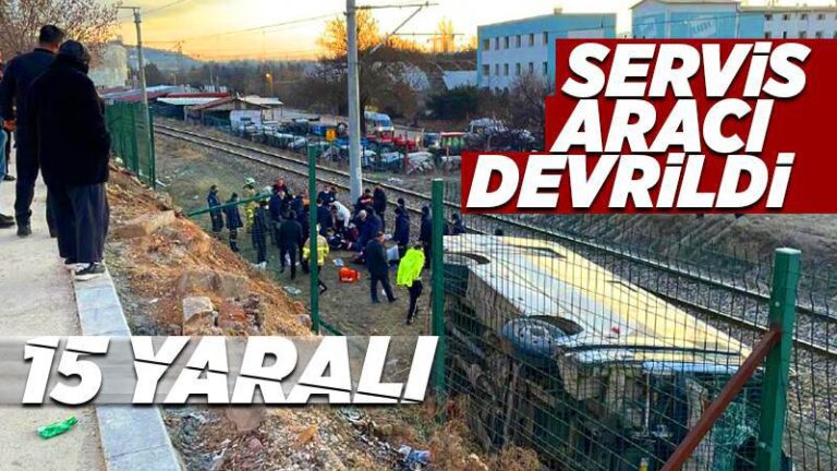 Kırıkkale’de servis midibüsünün devrildiği kazada 15 işçi yaralandı