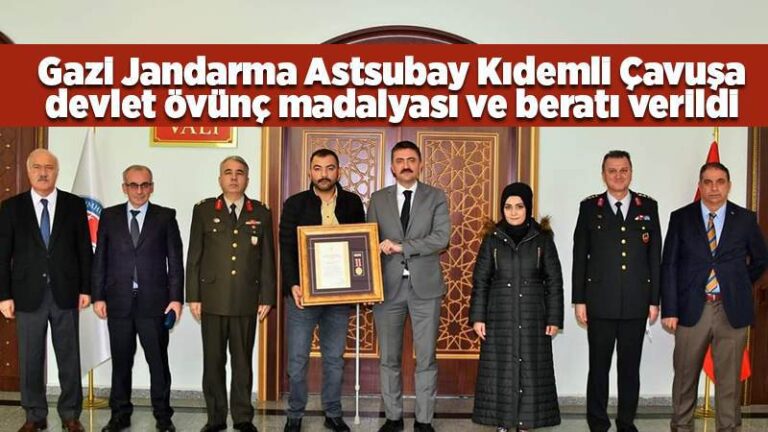 Kırıkkale’de Gazi Jandarma Astsubay Kıdemli Çavuşa devlet övünç madalyası ve beratı verildi