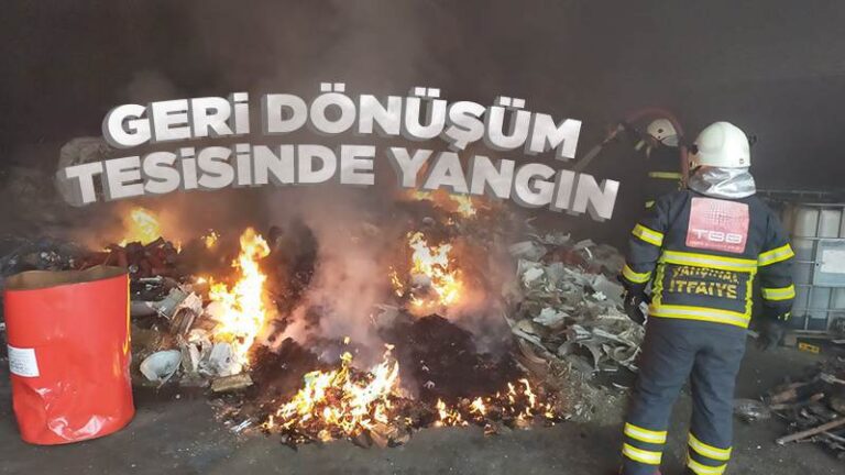 Geri dönüşüm tesisi yangını korkuttu