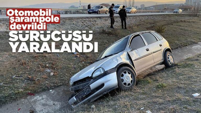 Şarampole devrilen otomobilin sürücüsü yaralandı