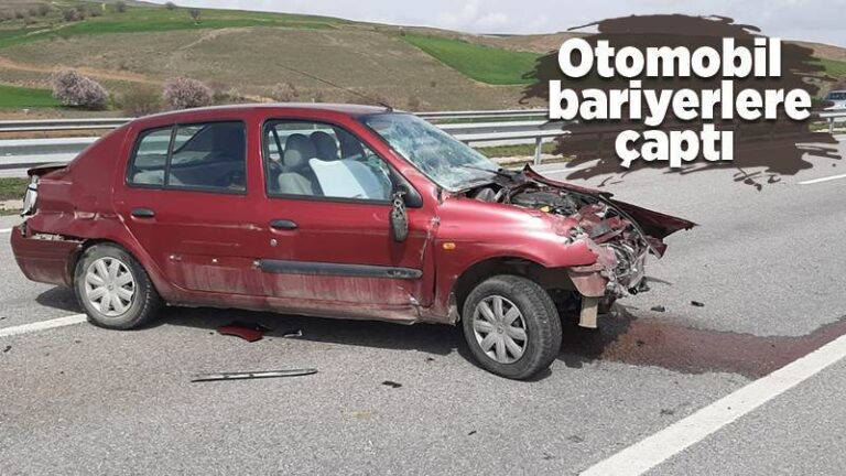 Otomobil bariyerlere çarptı
