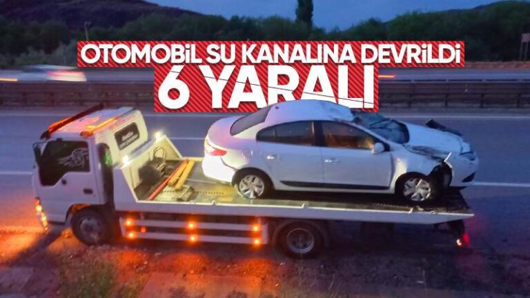 Kırıkkale’de su kanalına devrilen otomobildeki 6 kişi yaralandı