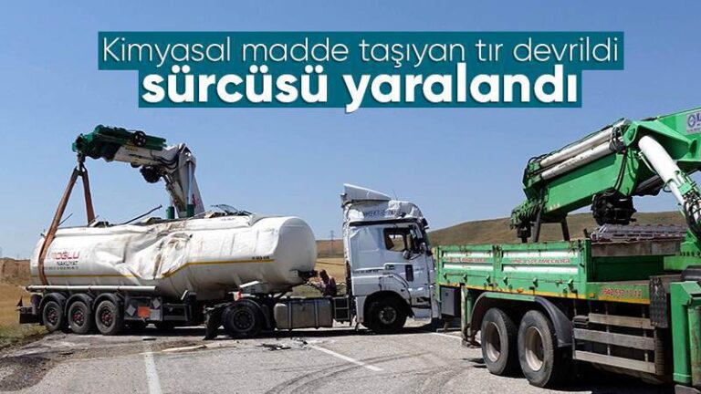 Kırıkkale’de devrilen tankerin sürücüsü yaralandı