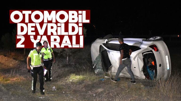 Kırıkkale’de devrilen otomobildeki 2 kişi yaralandı