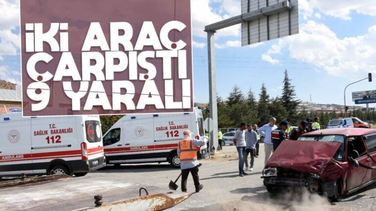 İki aracın çarpıştığı kazada 9 kişi yaralandı 