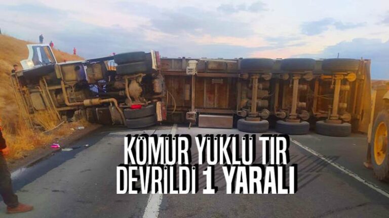 Kömür tozu yüklü tır devrildi!