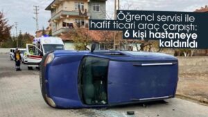 Öğrenci servisi ile hafif ticari araç çarpıştı