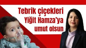 Tebrik çiçekleri Yiğit Hamza’ya umut olsun