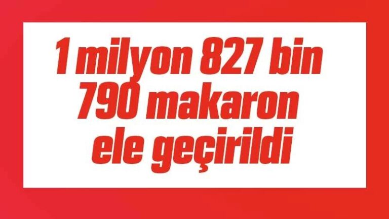 1 milyon 827 bin 790 makaron ele geçirildi