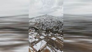 Dinek Dağı kar yağışıyla bir başka güzel