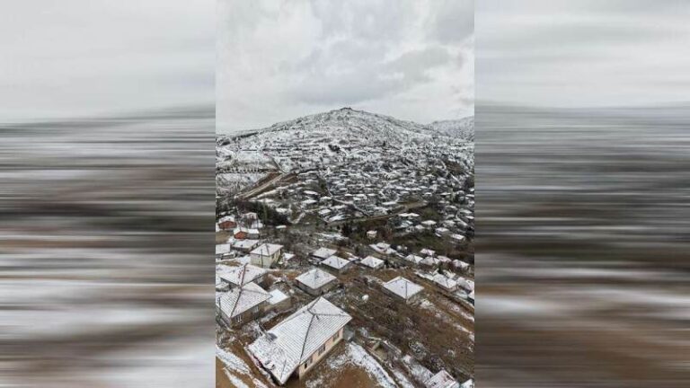 Dinek Dağı kar yağışıyla bir başka güzel